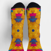 Retro Mandala Orange Blue und Pink Socken (Oben)