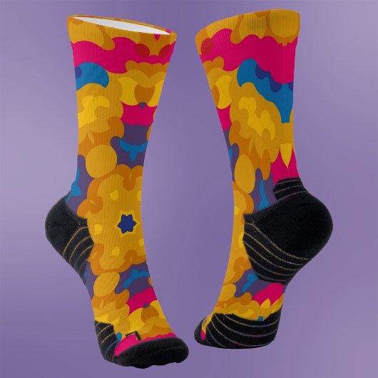 Retro Mandala Orange Blue und Pink Socken