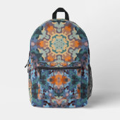 Retro Mandala Orange Blue und Yellow Bedruckter Rucksack (Vorderseite)