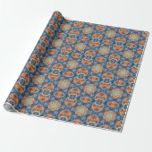 Retro Mandala Orange Blue und Yellow Geschenkpapier (Ungerollt)