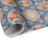 Retro Mandala Orange Blue und Yellow Geschenkpapier (Rolleneckpunkt)