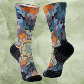 Retro Mandala Orange Blue und Yellow Socken