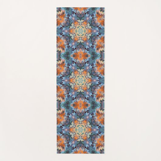 Retro Mandala Orange Blue und Yellow Yogamatte (Vorderseite)