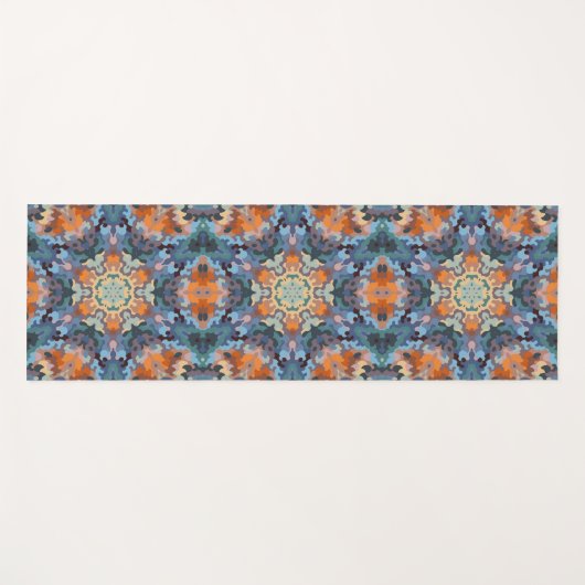 Retro Mandala Orange Blue und Yellow Yogamatte (Vorderseite (Horizontal))