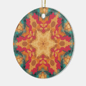 Retro Mandala Orange Gelb und Blau Keramik Ornament (Links)