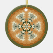 Retro Mandala Orange Green und White Keramik Ornament (Vorne)