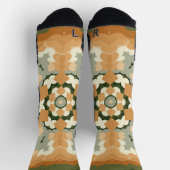 Retro Mandala Orange Green und White Socken (Oben)