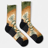 Retro Mandala Orange Green und White Socken (Rechts)