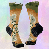 Retro Mandala Orange Green und White Socken