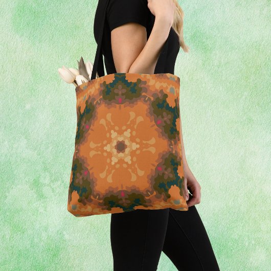 Retro Mandala Orange und Gelb Tasche