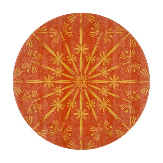 Retro Mandala Papaya Glaszuchtbrett Schneidebrett (Vorderseite)