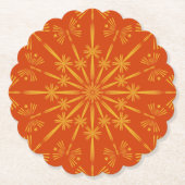 Retro Mandala Papaya Paper Untersetzer (Vorderseite)