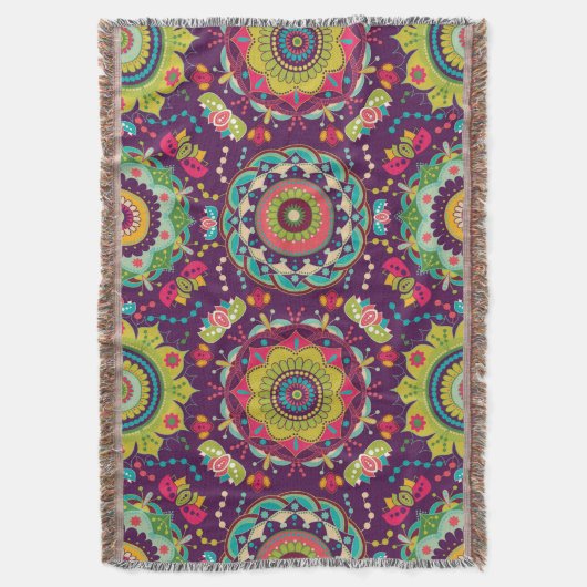 Retro Mandala Pattern Decke (Vorderseite Vertikal)