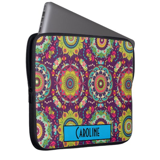 Retro Mandala Pattern Laptopschutzhülle (Vorne Rechts)