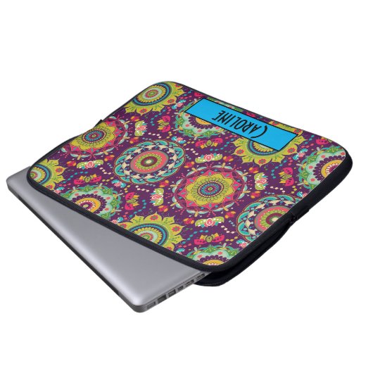 Retro Mandala Pattern Laptopschutzhülle (Vorne Knopf)