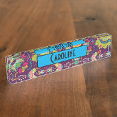 Retro Mandala Pattern Namensplakette (Seite)