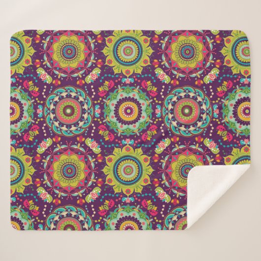 Retro Mandala Pattern Sherpadecke (Vorderseite (Horizontal))