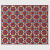 Retro Mandala Red Blue und Yellow Geschenkpapier (Flach)