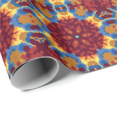 Retro Mandala Red Blue und Yellow Geschenkpapier (Rolleneckpunkt)
