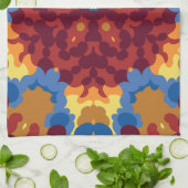 Retro Mandala Red Blue und Yellow Geschirrtuch (Gefaltet)