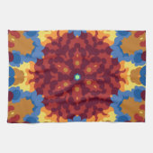Retro Mandala Red Blue und Yellow Geschirrtuch (Horizontal)