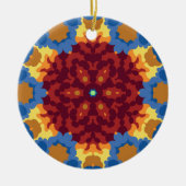 Retro Mandala Red Blue und Yellow Keramik Ornament (Vorne)