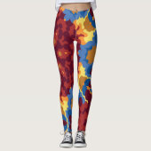 Retro Mandala Red Blue und Yellow Leggings (Vorderseite)