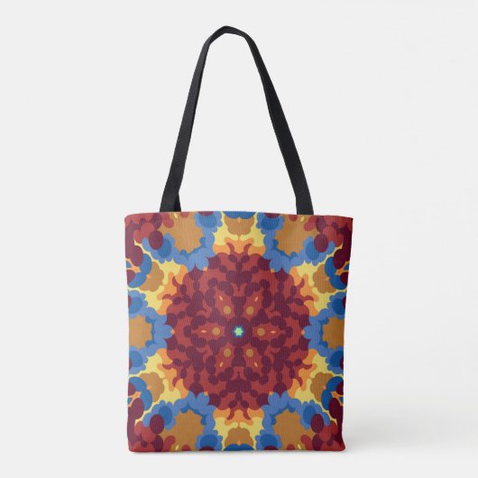 Retro Mandala Red Blue und Yellow Tasche (Rückseite)