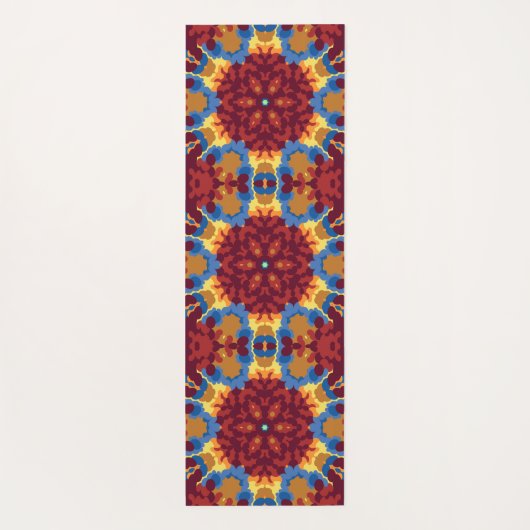 Retro Mandala Red Blue und Yellow Yogamatte (Rückseite)