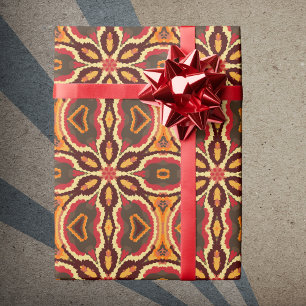 Retro Mandala Red Orange und Brown Geschenkpapier