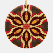 Retro Mandala Red Orange und Brown Keramik Ornament (Hinten)