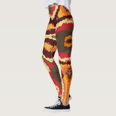 Retro Mandala Red Orange und Brown Leggings (Links)