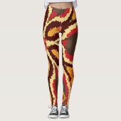 Retro Mandala Red Orange und Brown Leggings (Vorderseite)