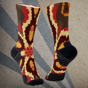 Retro Mandala Red Orange und Brown Socken