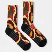 Retro Mandala Red Orange und Brown Socken (Rechts)