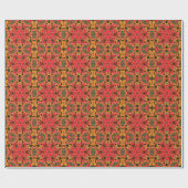Retro Mandala Red Orange und Green Geschenkpapier (Flach)