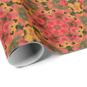 Retro Mandala Red Orange und Green Geschenkpapier (Rolleneckpunkt)