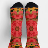 Retro Mandala Red Orange und Green Socken (Oben)