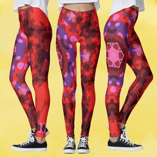 Retro Mandala Red und Lila Leggings