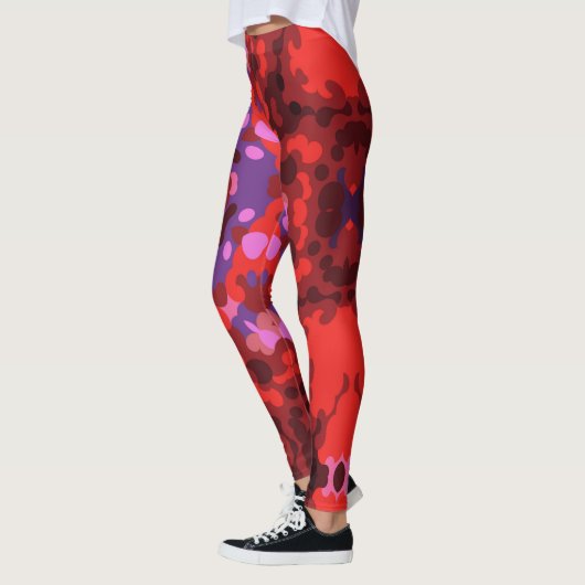 Retro Mandala Red und Lila Leggings (Links)