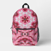 Retro Mandala Rosa und Weiß Bedruckter Rucksack (Vorderseite)