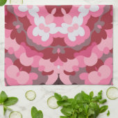Retro Mandala Rosa und Weiß Geschirrtuch (Gefaltet)
