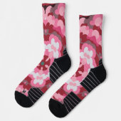 Retro Mandala Rosa und Weiß Socken (Links)