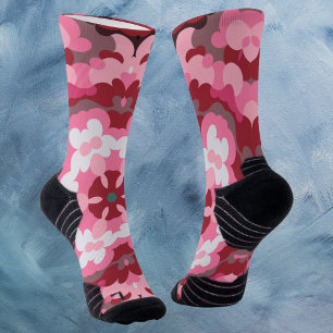 Retro Mandala Rosa und Weiß Socken