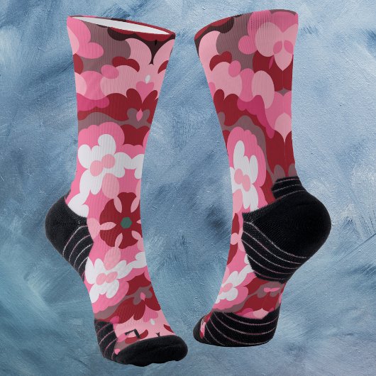 Retro Mandala Rosa und Weiß Socken