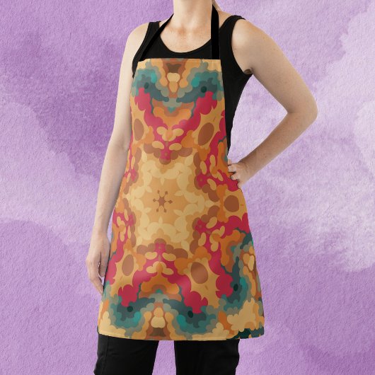 Retro Mandala Rot Gelb und Blau Schürze