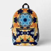 Retro Mandala Yellow Blue und Orange Bedruckter Rucksack (Vorderseite)