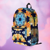 Retro Mandala Yellow Blue und Orange Bedruckter Rucksack