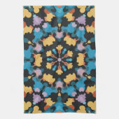 Retro Mandala Yellow Blue und Orange Geschirrtuch (Vertikal)