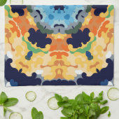 Retro Mandala Yellow Blue und Orange Geschirrtuch (Gefaltet)